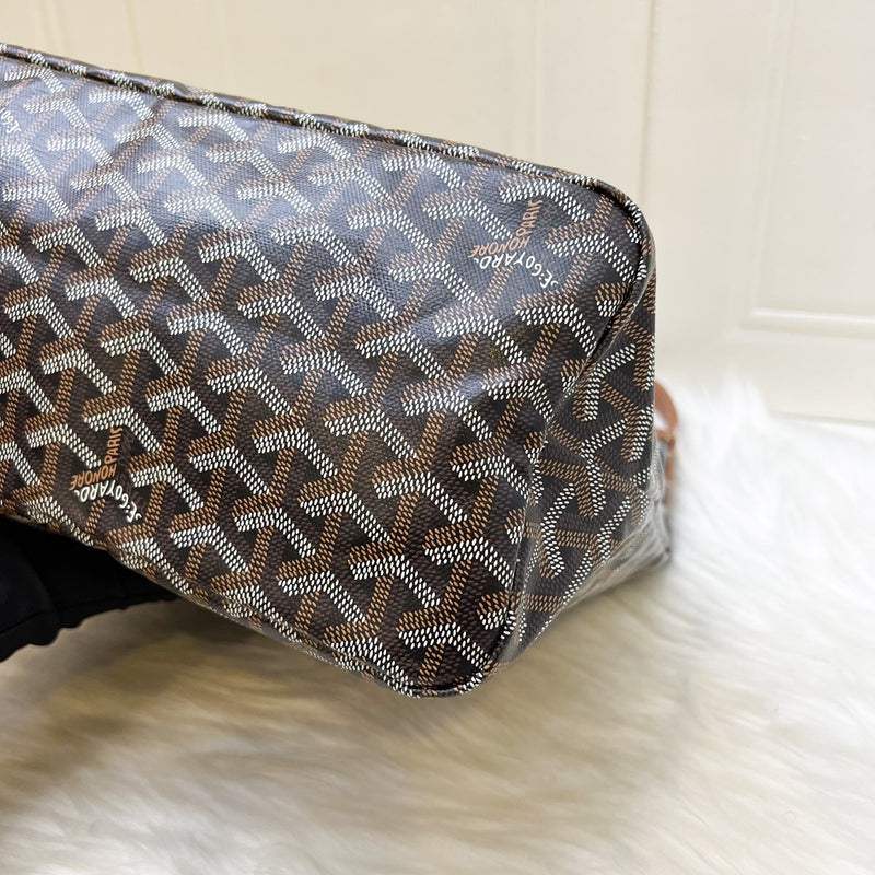 Goyard Boheme PM Hobo Bag in in Black Signature Goyardine Canvas and Brown Trim