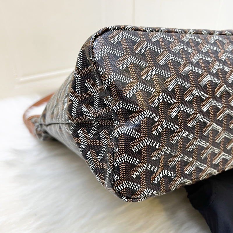 Goyard Boheme PM Hobo Bag in in Black Signature Goyardine Canvas and Brown Trim