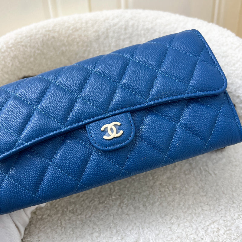 Chanel Classic Long Wallet in 21C Blue Caviar LGHW