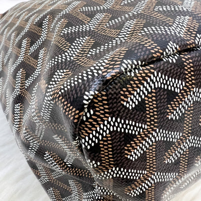 Goyard Boheme PM Hobo Bag in in Black Signature Goyardine Canvas and Brown Trim