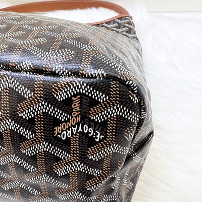 Goyard Boheme PM Hobo Bag in in Black Signature Goyardine Canvas and Brown Trim