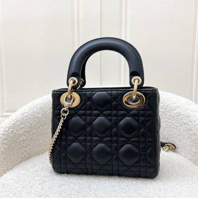 Dior Mini Lady Dior in Black Lambskin and LGHW