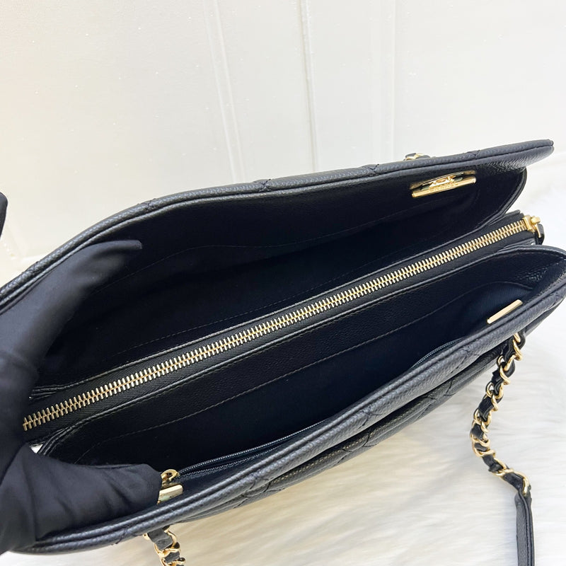 Chanel Timeless CC Shoulder Tote Bag in Black Caviar and GHW