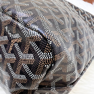 Goyard Boheme PM Hobo Bag in in Black Signature Goyardine Canvas and Brown Trim