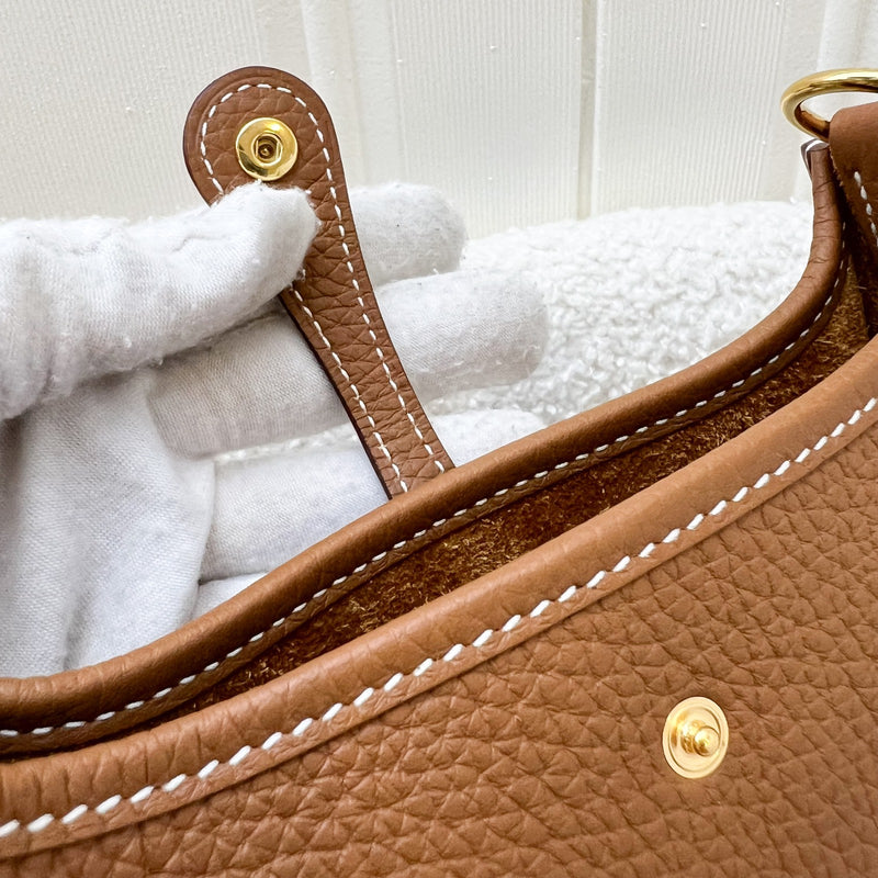 Hermes Mini Evelyne TPM in Gold Clemence Leather with Gold Strap and GHW