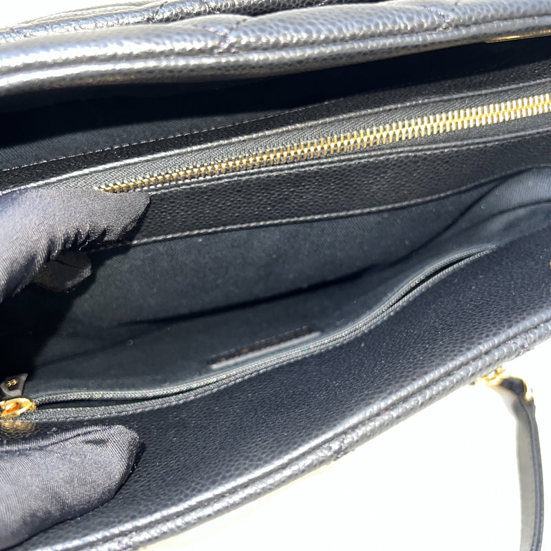 Chanel Timeless CC Shoulder Tote Bag in Black Caviar and GHW