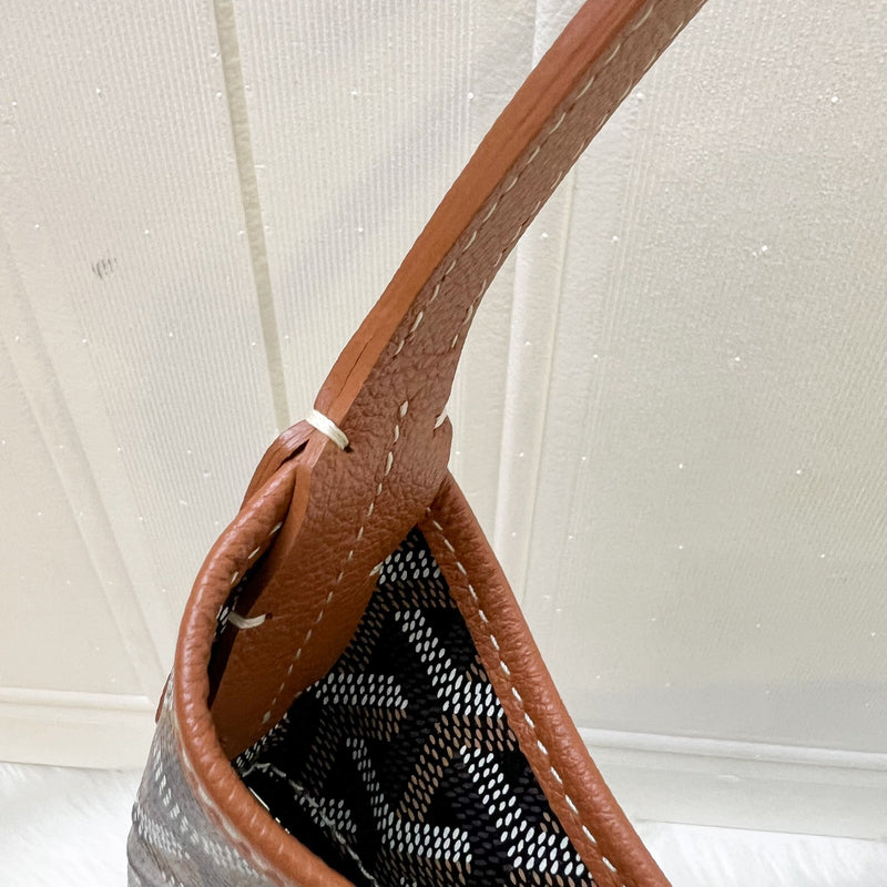 Goyard Boheme PM Hobo Bag in in Black Signature Goyardine Canvas and Brown Trim