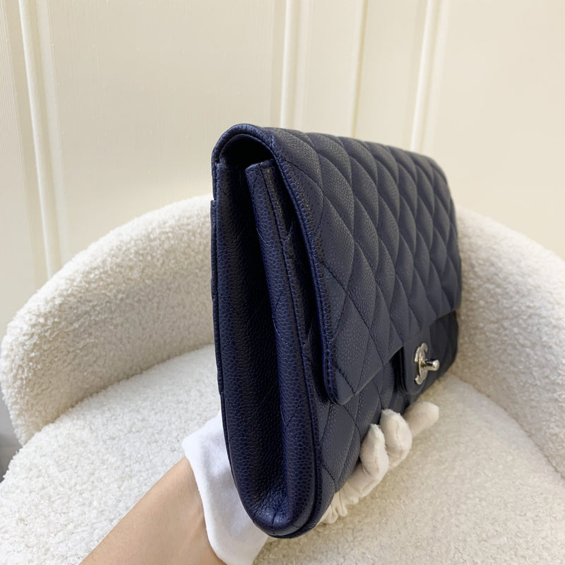 Chanel Timeless Clutch with Chain in Navy Caviar and SHW