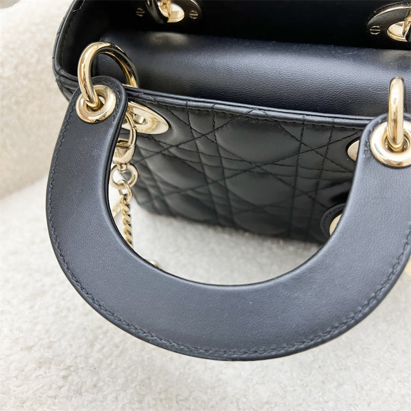 Dior Mini Lady Dior in Black Lambskin and LGHW