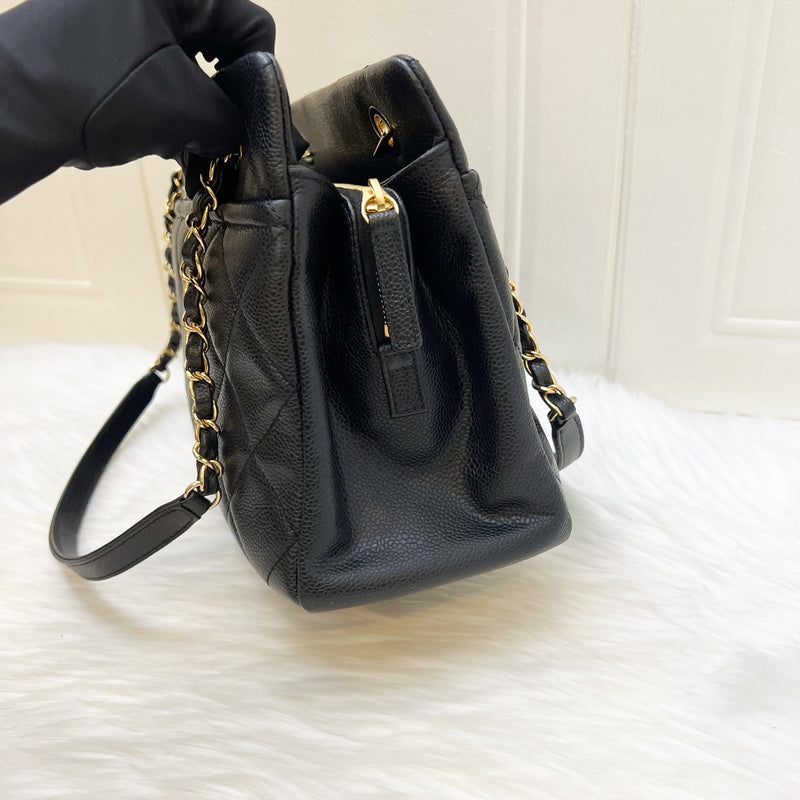 Chanel Timeless CC Shoulder Tote Bag in Black Caviar and GHW