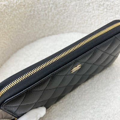 Chanel Classic Long Zippy Wallet in Black Caviar and LGHW (Model: AP0242)