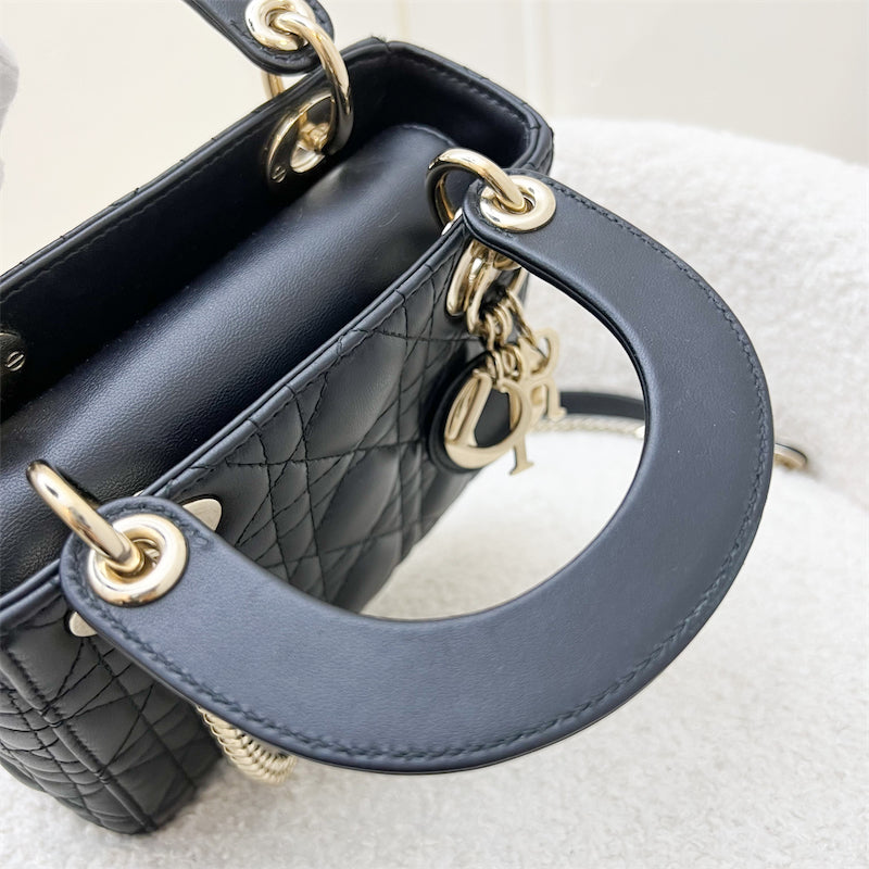 Dior Mini Lady Dior in Black Lambskin and LGHW