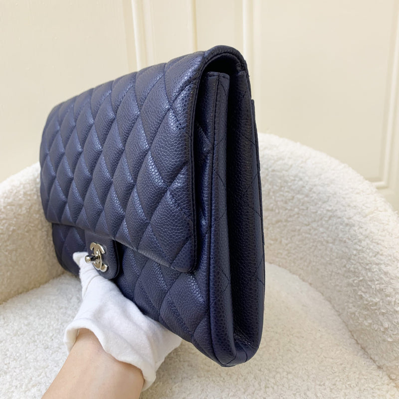 Chanel Timeless Clutch with Chain in Navy Caviar and SHW