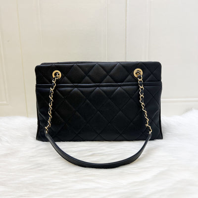 Chanel Timeless CC Shoulder Tote Bag in Black Caviar and GHW