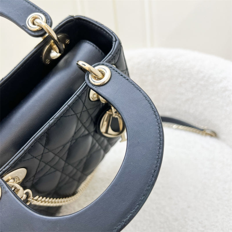 Dior Mini Lady Dior in Black Lambskin and LGHW