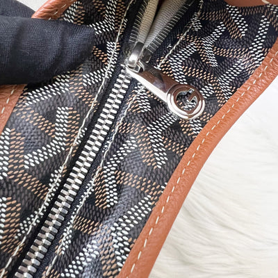 Goyard Boheme PM Hobo Bag in in Black Signature Goyardine Canvas and Brown Trim