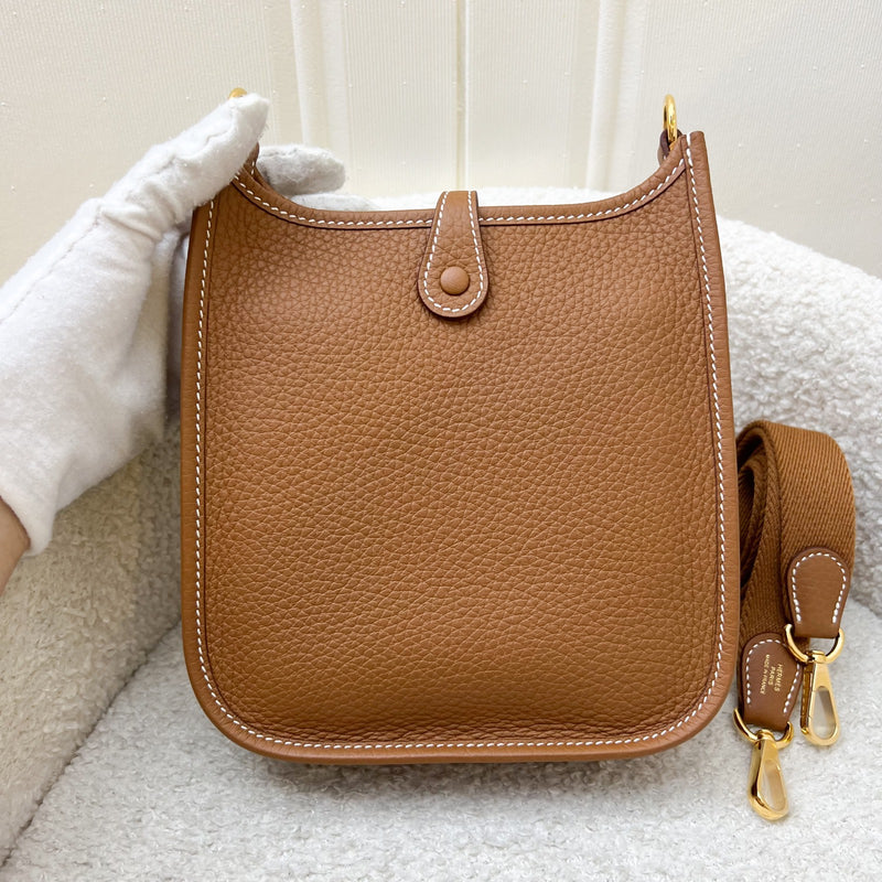 Hermes Mini Evelyne TPM in Gold Clemence Leather with Gold Strap and GHW