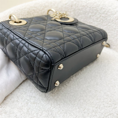 Dior Mini Lady Dior in Black Lambskin and LGHW