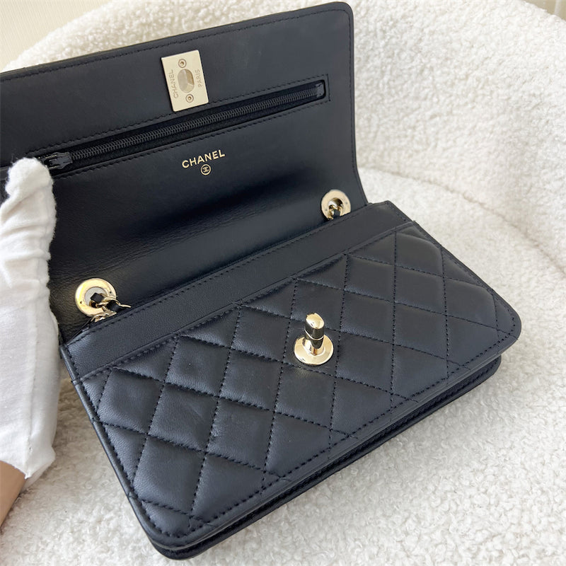 Chanel Trendy CC Wallet on Chain WOC in Black Lambskin and LGHW