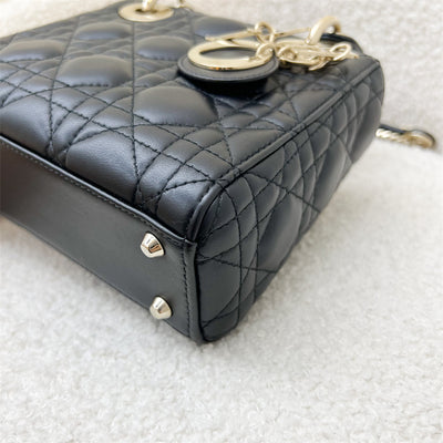 Dior Mini Lady Dior in Black Lambskin and LGHW