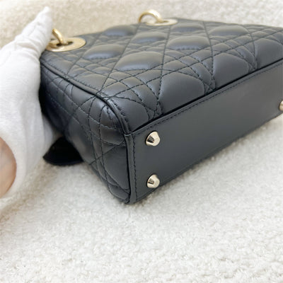 Dior Mini Lady Dior in Black Lambskin and LGHW