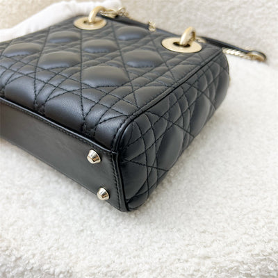 Dior Mini Lady Dior in Black Lambskin and LGHW