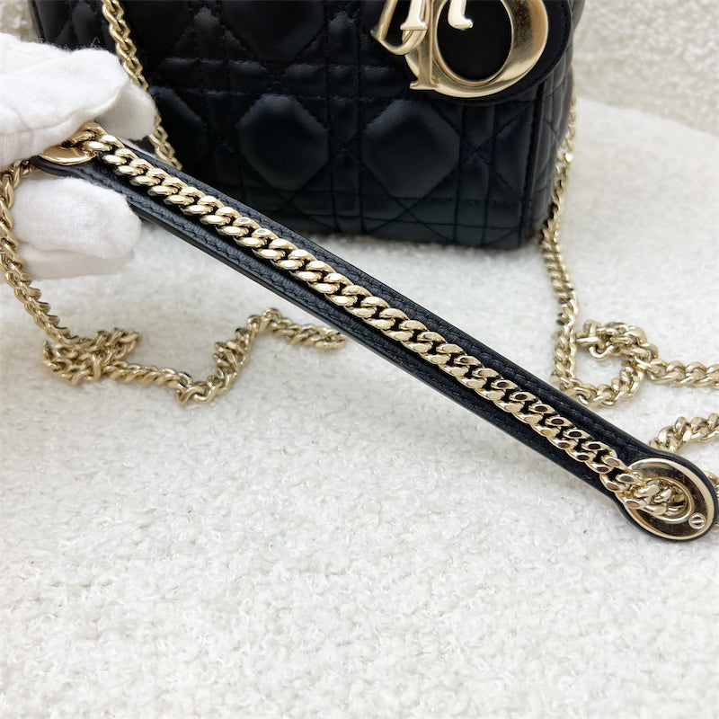 Dior Mini Lady Dior in Black Lambskin and LGHW