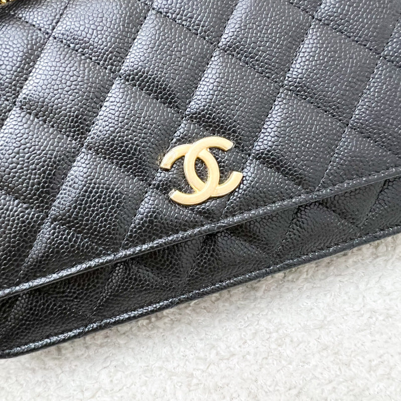 Chanel 22S "Pick Me Up" Wallet on Chain WOC in Black Caviar AGHW (Model: AP2804)