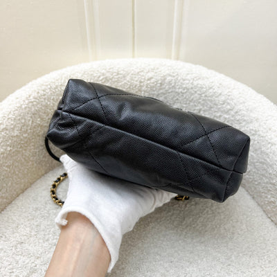 Chanel 22 Mini Hobo Handbag in Black Shiny Caviar and AGHW
