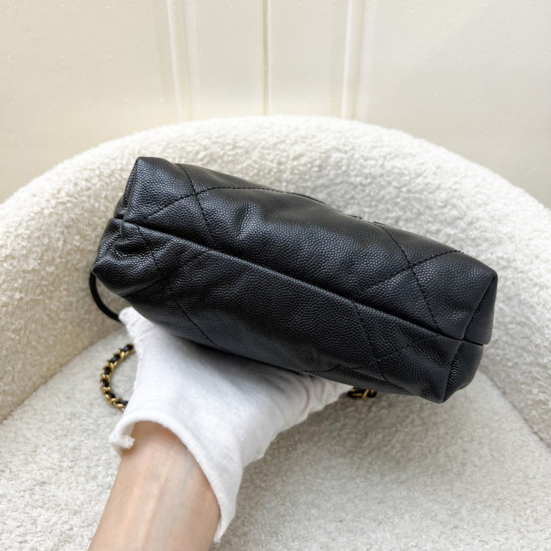 Chanel 22 Mini Hobo Handbag in Black Shiny Caviar and AGHW