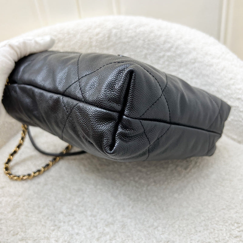 Chanel 22 Mini Hobo Handbag in Black Shiny Caviar and AGHW