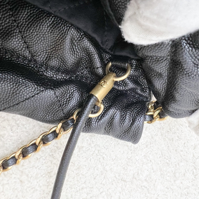 Chanel 22 Mini Hobo Handbag in Black Shiny Caviar and AGHW
