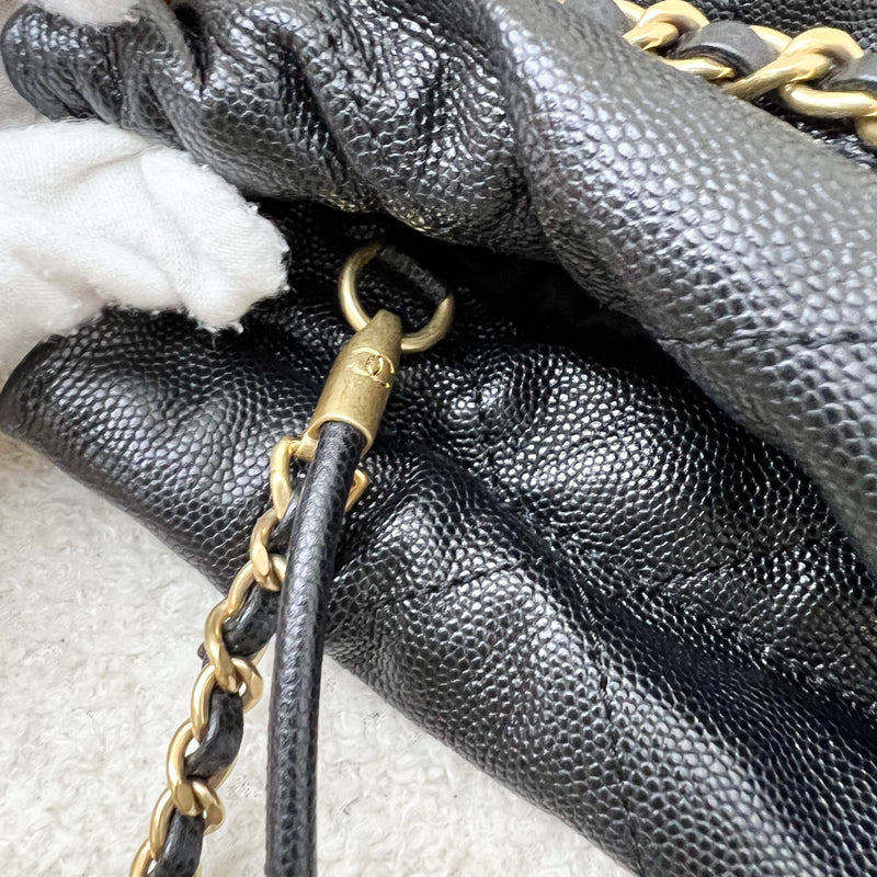 Chanel 22 Mini Hobo Handbag in Black Shiny Caviar and AGHW