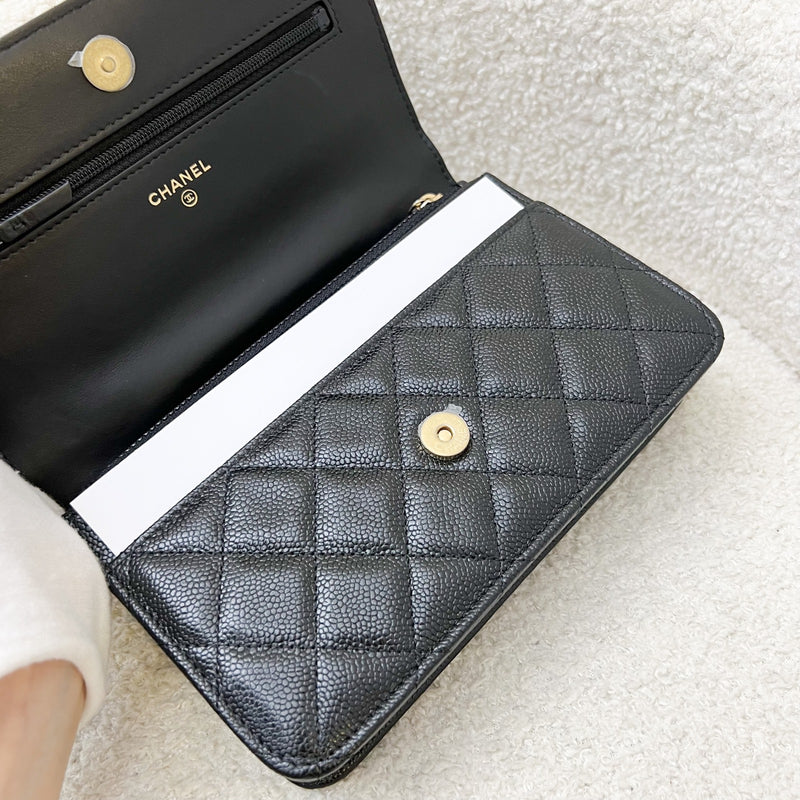 Chanel 22S "Pick Me Up" Wallet on Chain WOC in Black Caviar AGHW (Model: AP2804)