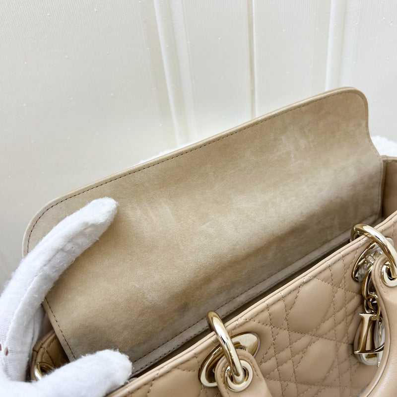 Dior Medium Lady D-Joy Bag in Biscuit (Milk Tea Beige) Cannage Lambskin and LGHW (Model: M0540ONGE)
