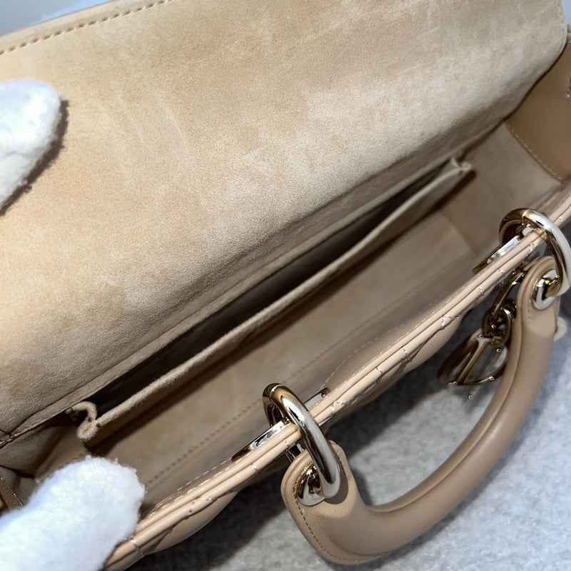 Dior Medium Lady D-Joy Bag in Biscuit (Milk Tea Beige) Cannage Lambskin and LGHW (Model: M0540ONGE)