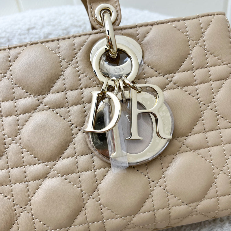 Dior Medium Lady D-Joy Bag in Biscuit (Milk Tea Beige) Cannage Lambskin and LGHW (Model: M0540ONGE)