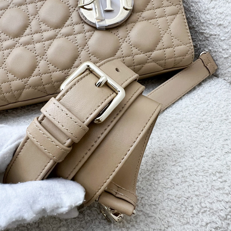 Dior Medium Lady D-Joy Bag in Biscuit (Milk Tea Beige) Cannage Lambskin and LGHW (Model: M0540ONGE)