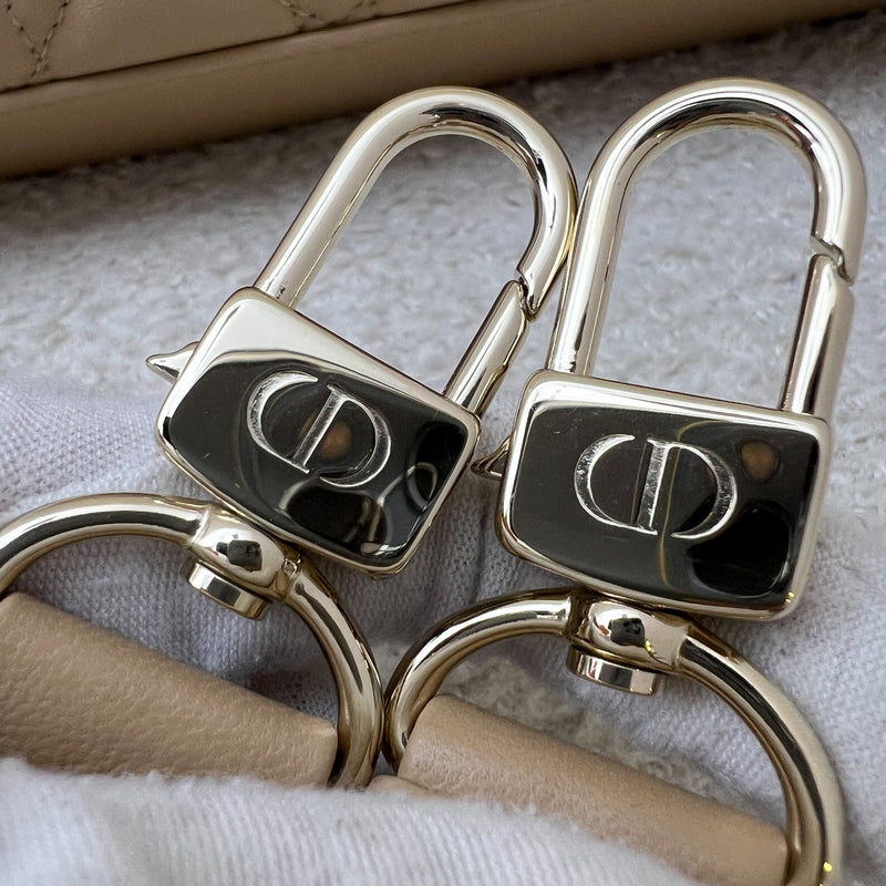 Dior Medium Lady D-Joy Bag in Biscuit (Milk Tea Beige) Cannage Lambskin and LGHW (Model: M0540ONGE)