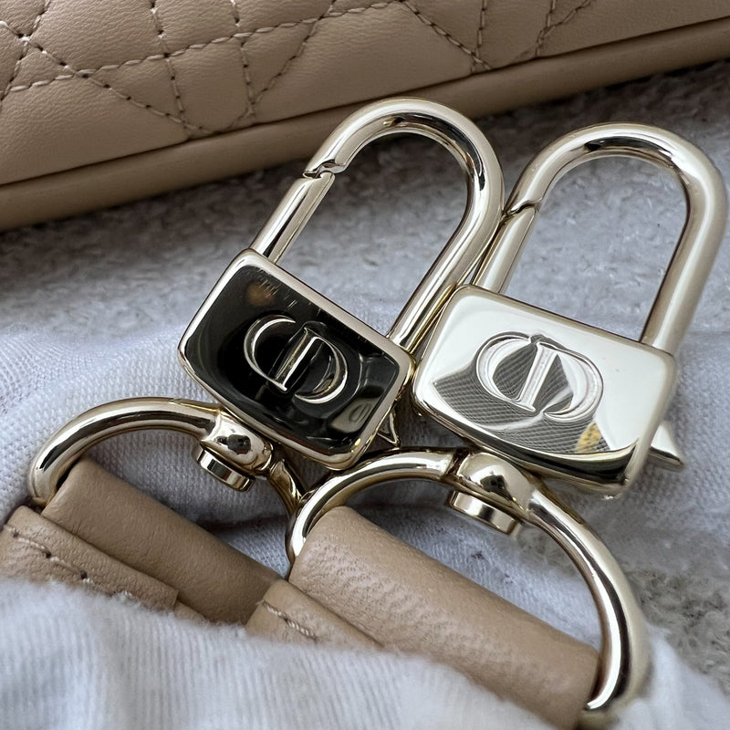 Dior Medium Lady D-Joy Bag in Biscuit (Milk Tea Beige) Cannage Lambskin and LGHW (Model: M0540ONGE)