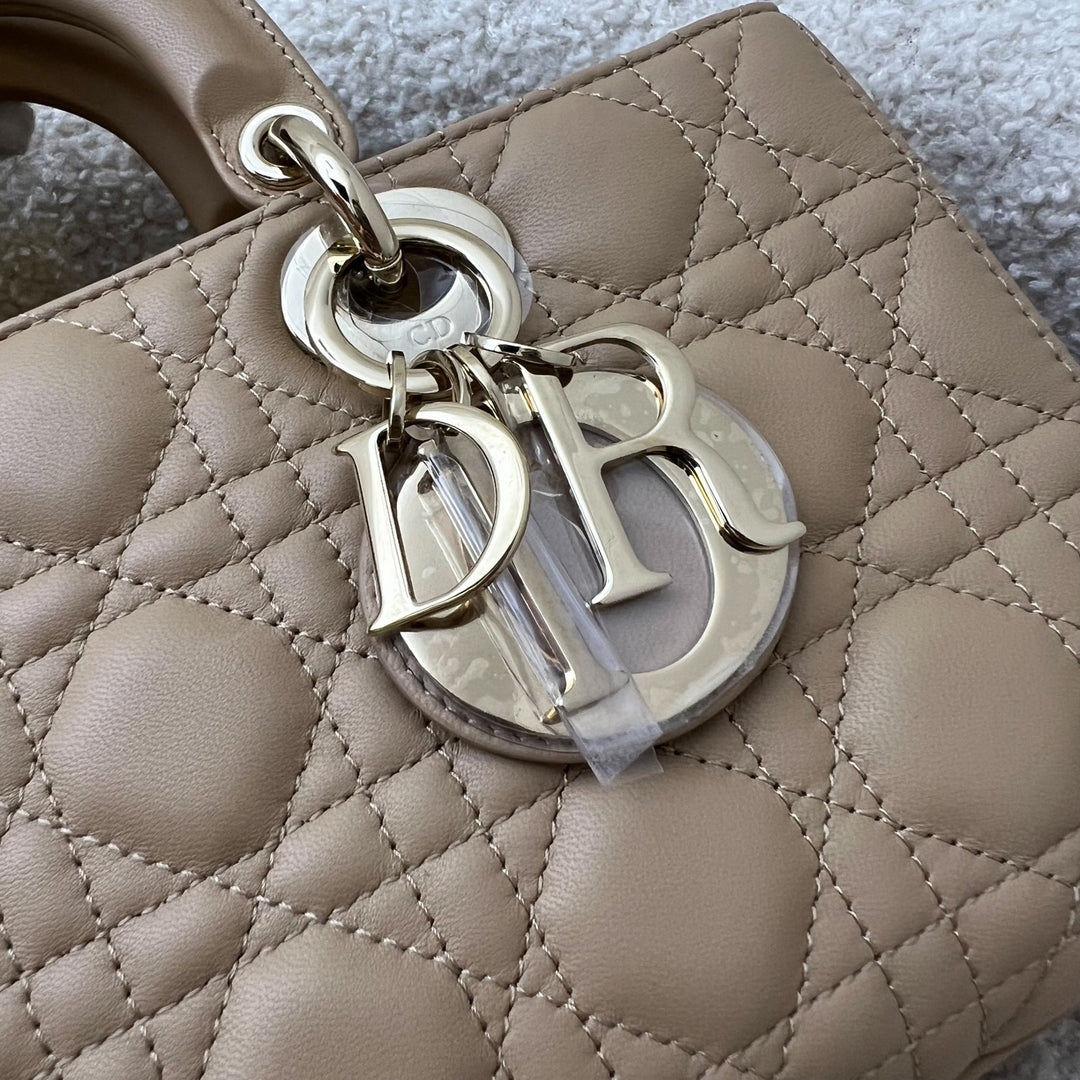 Dior Medium Lady D-Joy Bag in Biscuit (Milk Tea Beige) Cannage