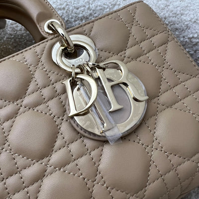 Dior Medium Lady D-Joy Bag in Biscuit (Milk Tea Beige) Cannage Lambskin and LGHW (Model: M0540ONGE)