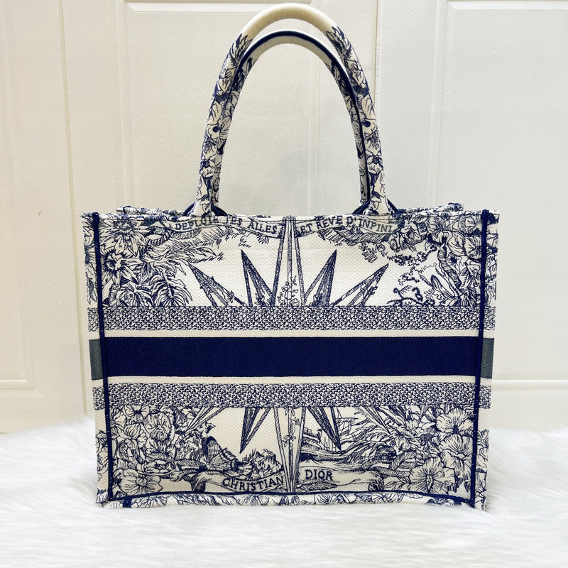 Dior Medium Book Tote in Blue and Ecru Reve d Infini Embroidery Canvas