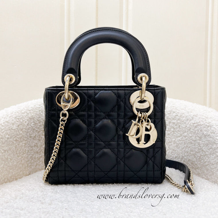 Dior Mini Lady Dior in Black Lambskin and LGHW