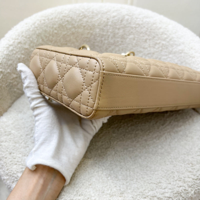Dior Medium Lady D-Joy Bag in Biscuit (Milk Tea Beige) Cannage Lambskin and LGHW (Model: M0540ONGE)