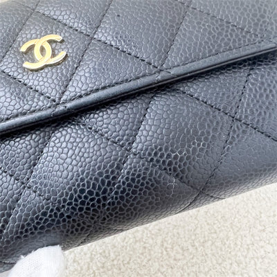 Chanel Classic Long Wallet in Black Caviar GHW