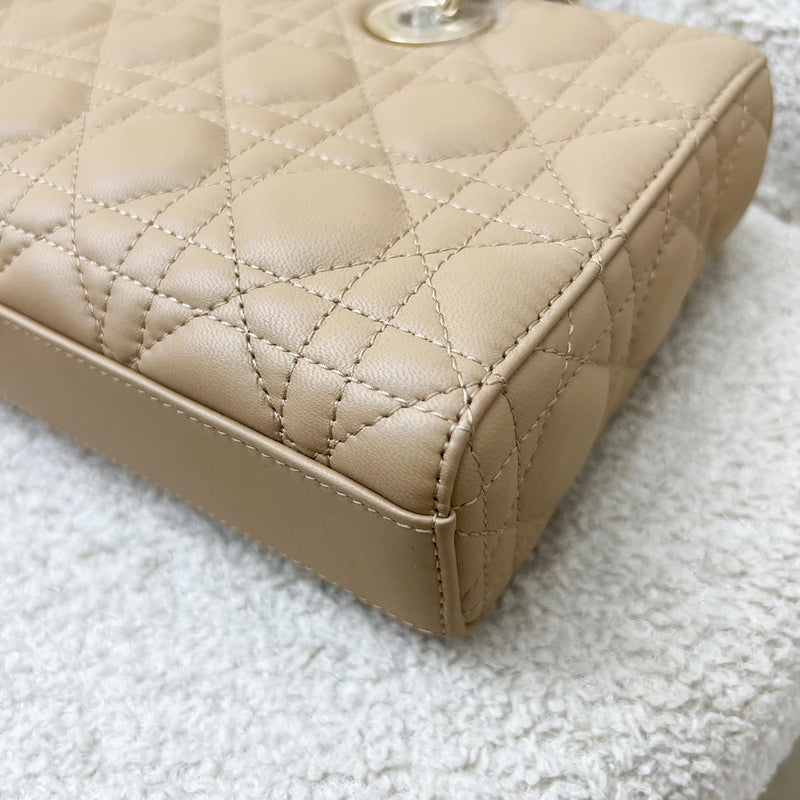 Dior Medium Lady D-Joy Bag in Biscuit (Milk Tea Beige) Cannage Lambskin and LGHW (Model: M0540ONGE)