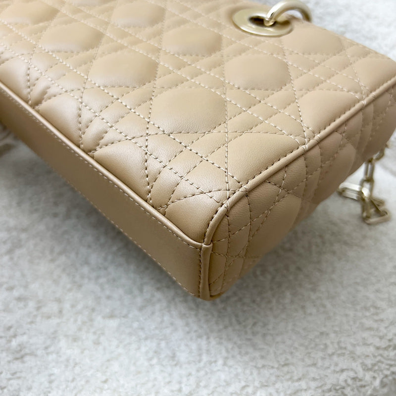 Dior Medium Lady D-Joy Bag in Biscuit (Milk Tea Beige) Cannage Lambskin and LGHW (Model: M0540ONGE)