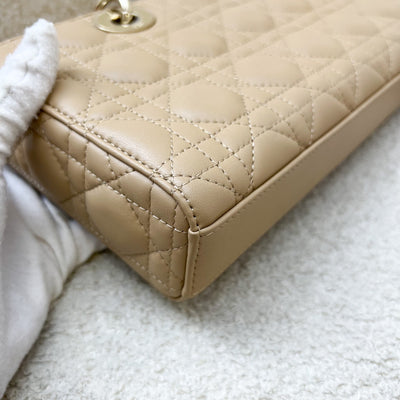 Dior Medium Lady D-Joy Bag in Biscuit (Milk Tea Beige) Cannage Lambskin and LGHW (Model: M0540ONGE)