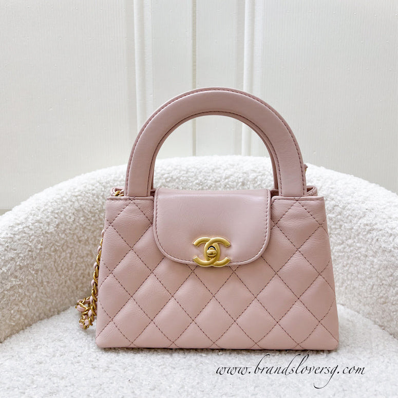 Chanel 23K Mini / Small Kelly Bag in Light Pink Calfskin and AGHW